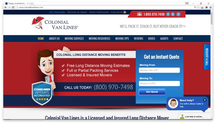 Colonial Van Lines Website