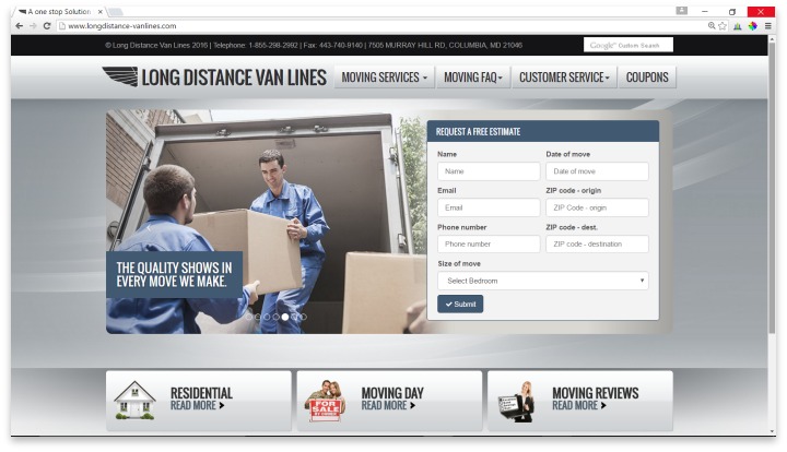 Long Distance Van Lines Website