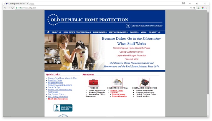 Old Republic Home Protection Website